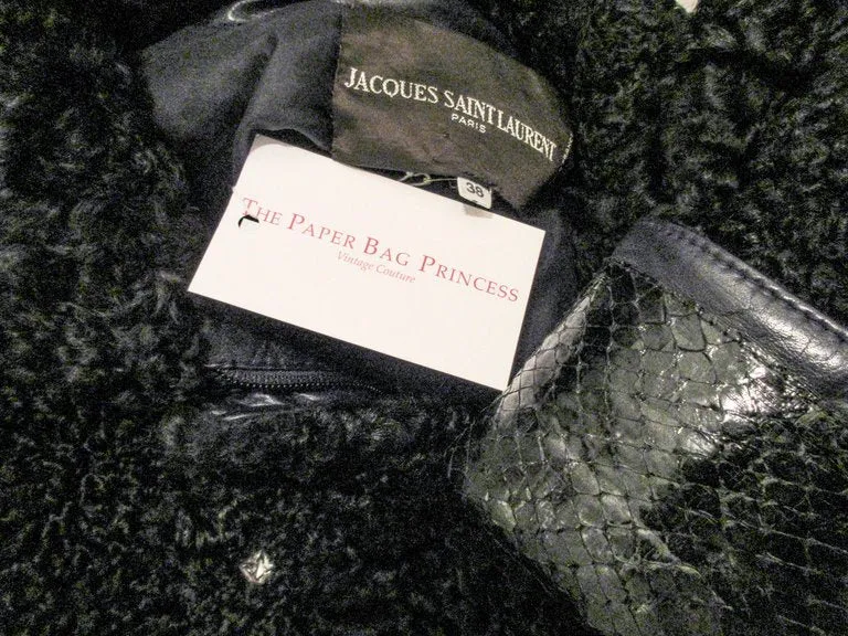 JACQUES SAINT LAURENT Black Jacket w/ Rhinestones Trim 38