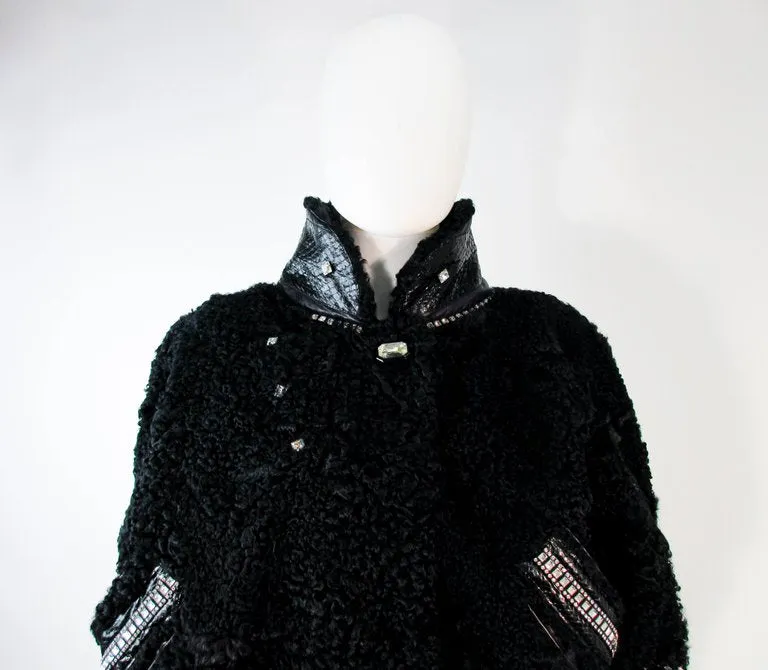 JACQUES SAINT LAURENT Black Jacket w/ Rhinestones Trim 38
