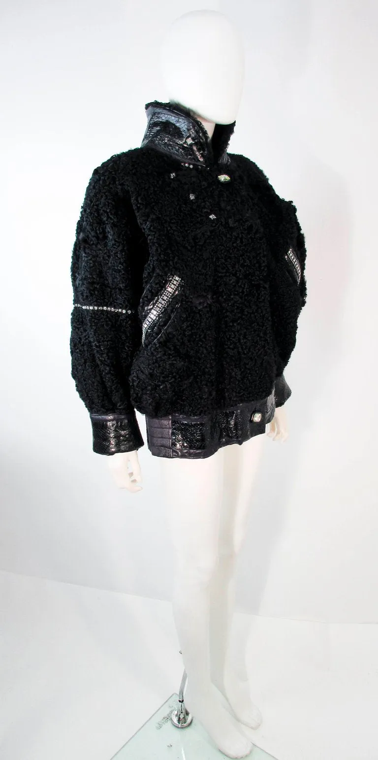 JACQUES SAINT LAURENT Black Jacket w/ Rhinestones Trim 38