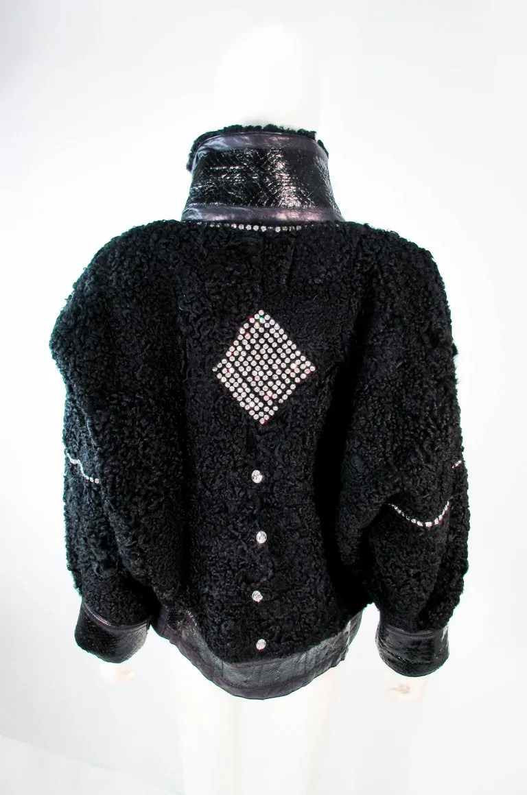 JACQUES SAINT LAURENT Black Jacket w/ Rhinestones Trim 38