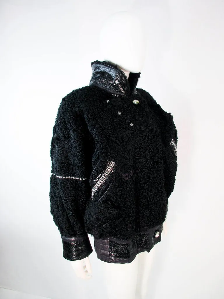 JACQUES SAINT LAURENT Black Jacket w/ Rhinestones Trim 38