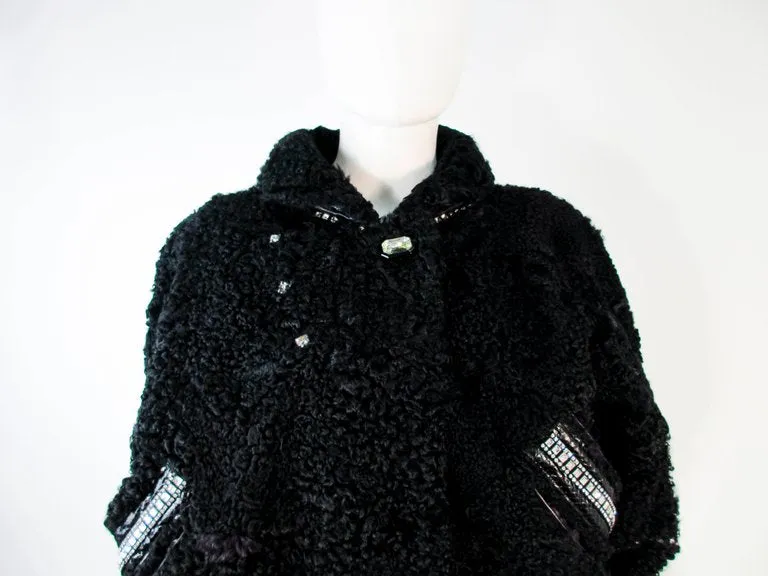 JACQUES SAINT LAURENT Black Jacket w/ Rhinestones Trim 38