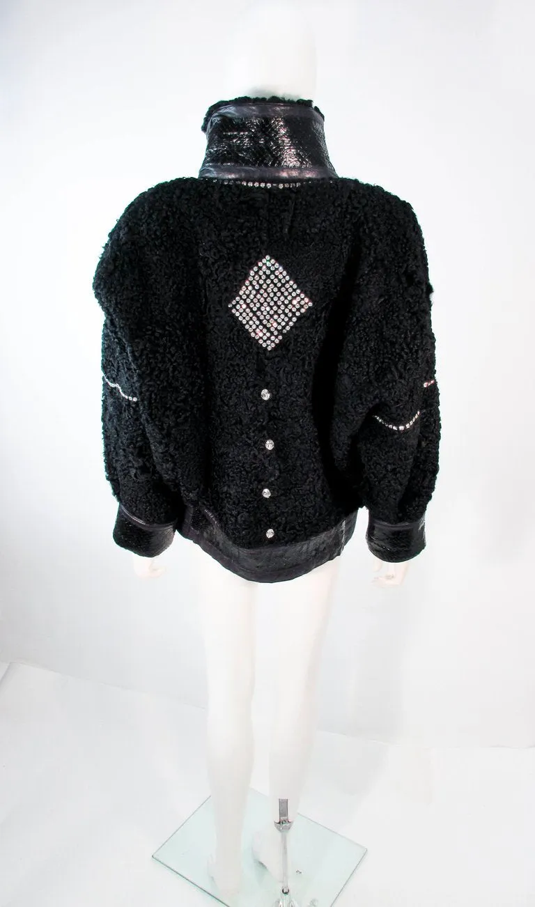 JACQUES SAINT LAURENT Black Jacket w/ Rhinestones Trim 38