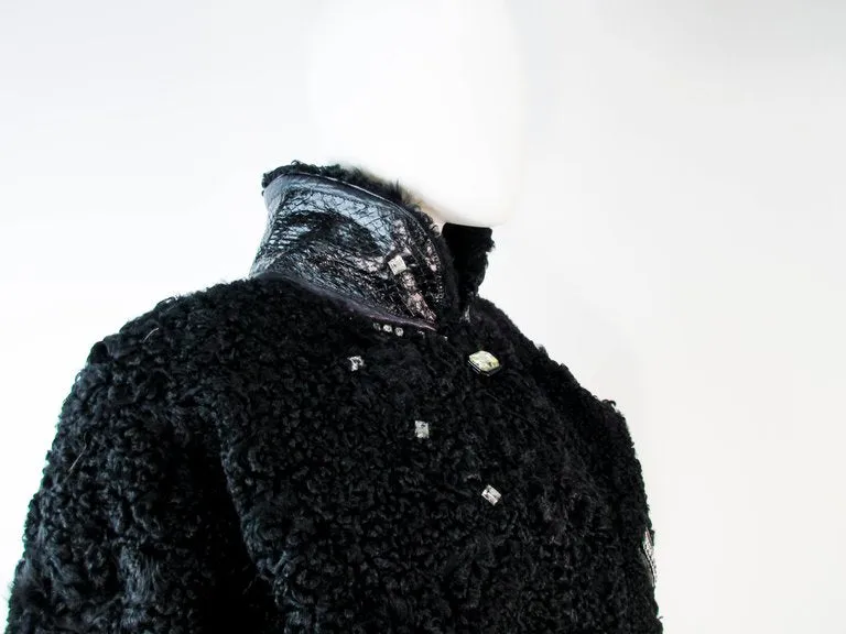JACQUES SAINT LAURENT Black Jacket w/ Rhinestones Trim 38