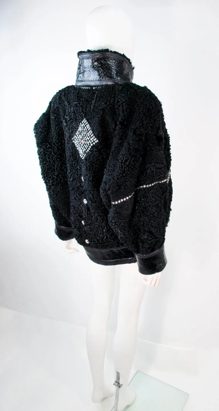JACQUES SAINT LAURENT Black Jacket w/ Rhinestones Trim 38