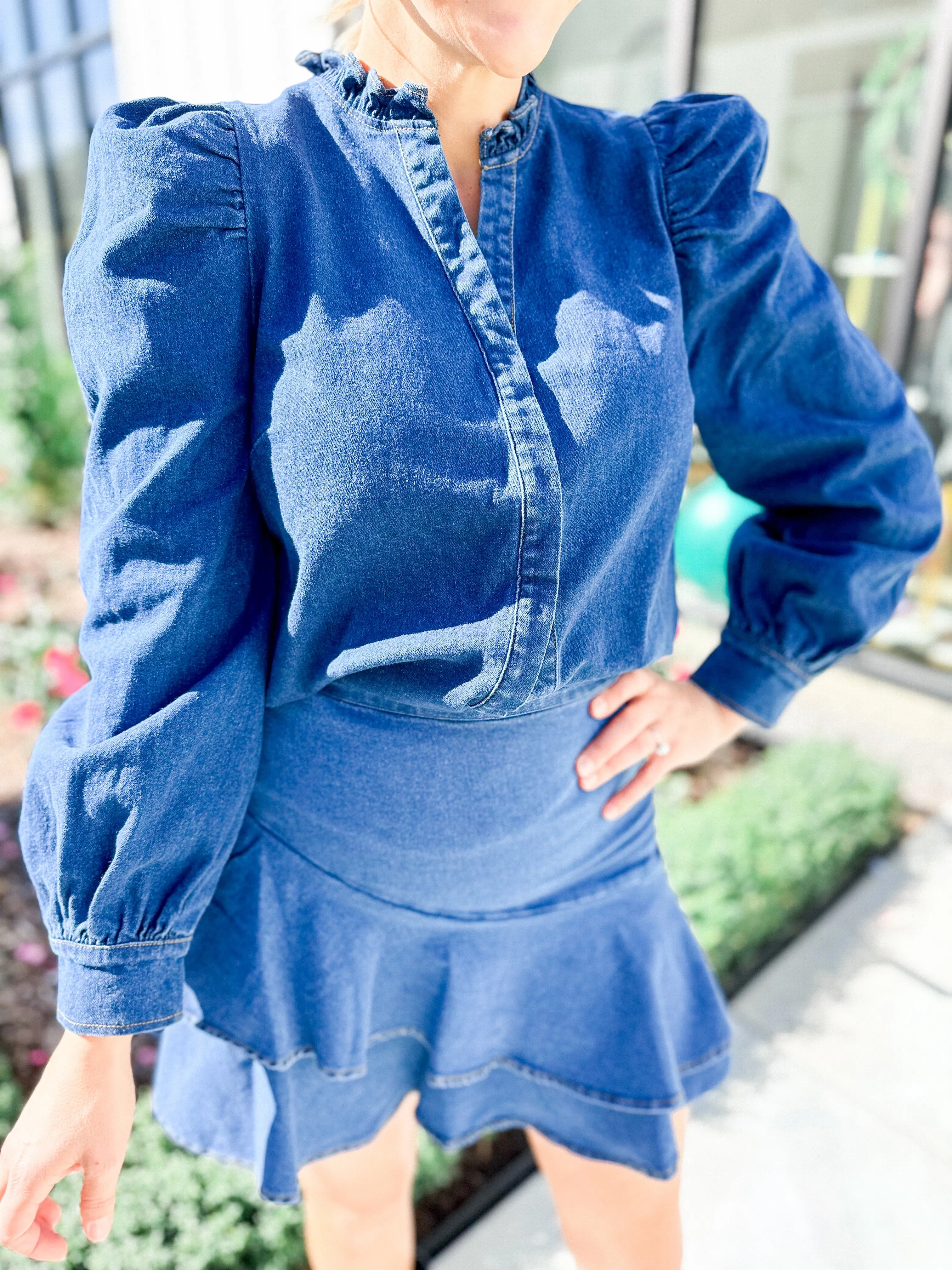 Jamie Denim Button Top