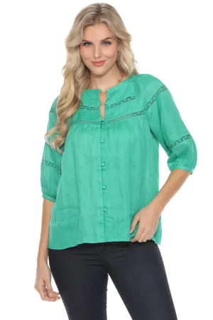 Johnny Was Calme Raglan Sleeve Button-Down Top O21054 *