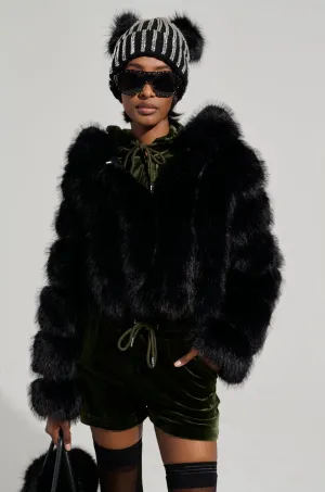 JOLENE FAUX FUR COAT IN BLACK