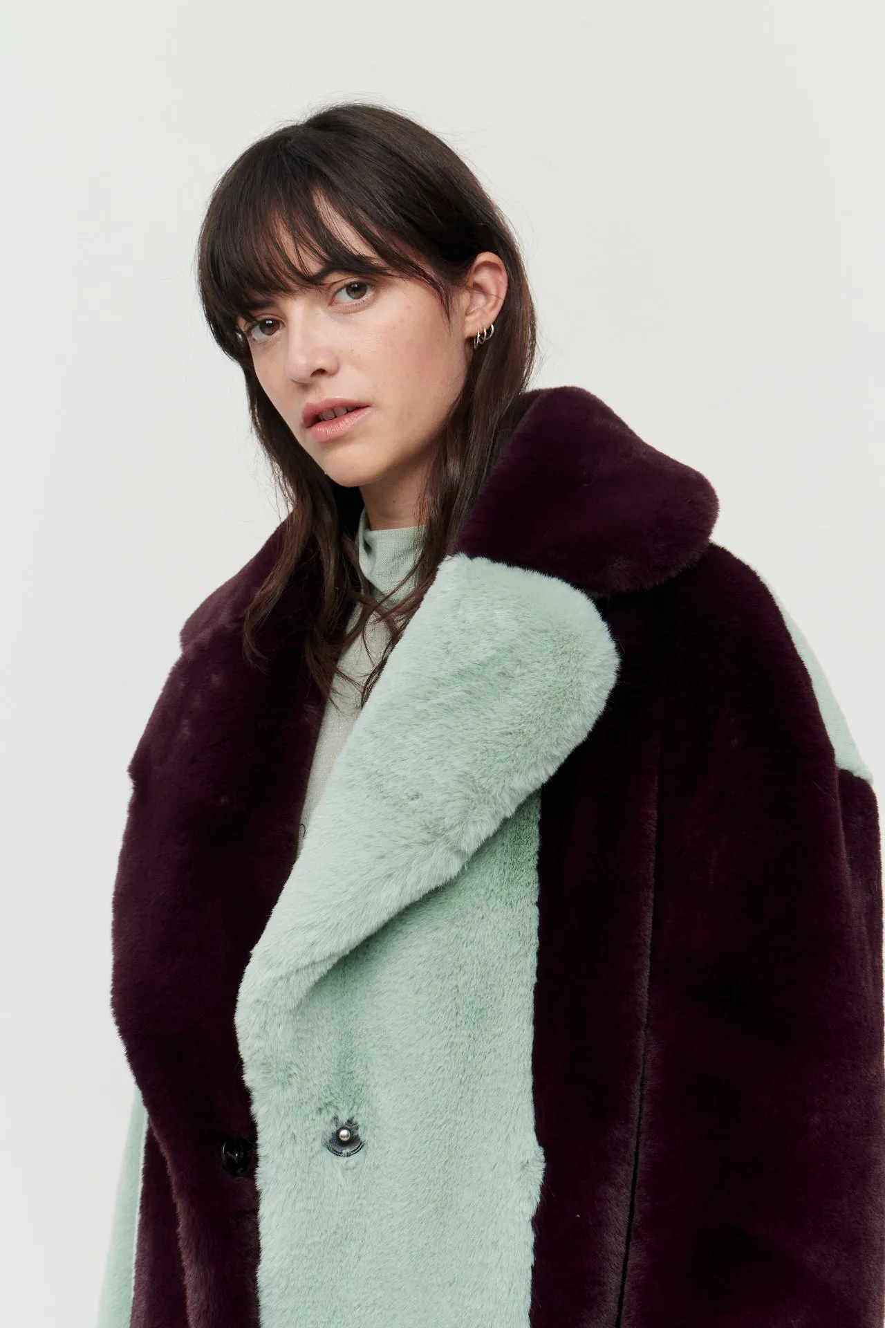 KATIE Coat | Burgundy & Mint Stripe