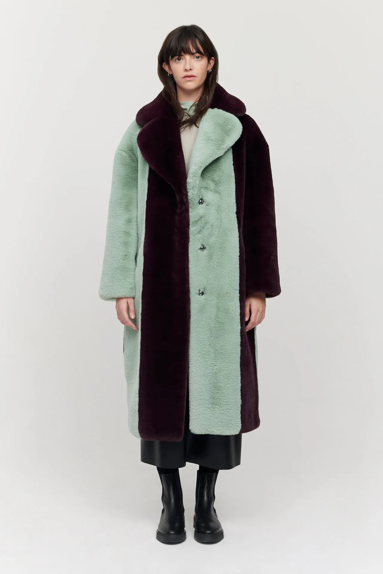 KATIE Coat | Burgundy & Mint Stripe