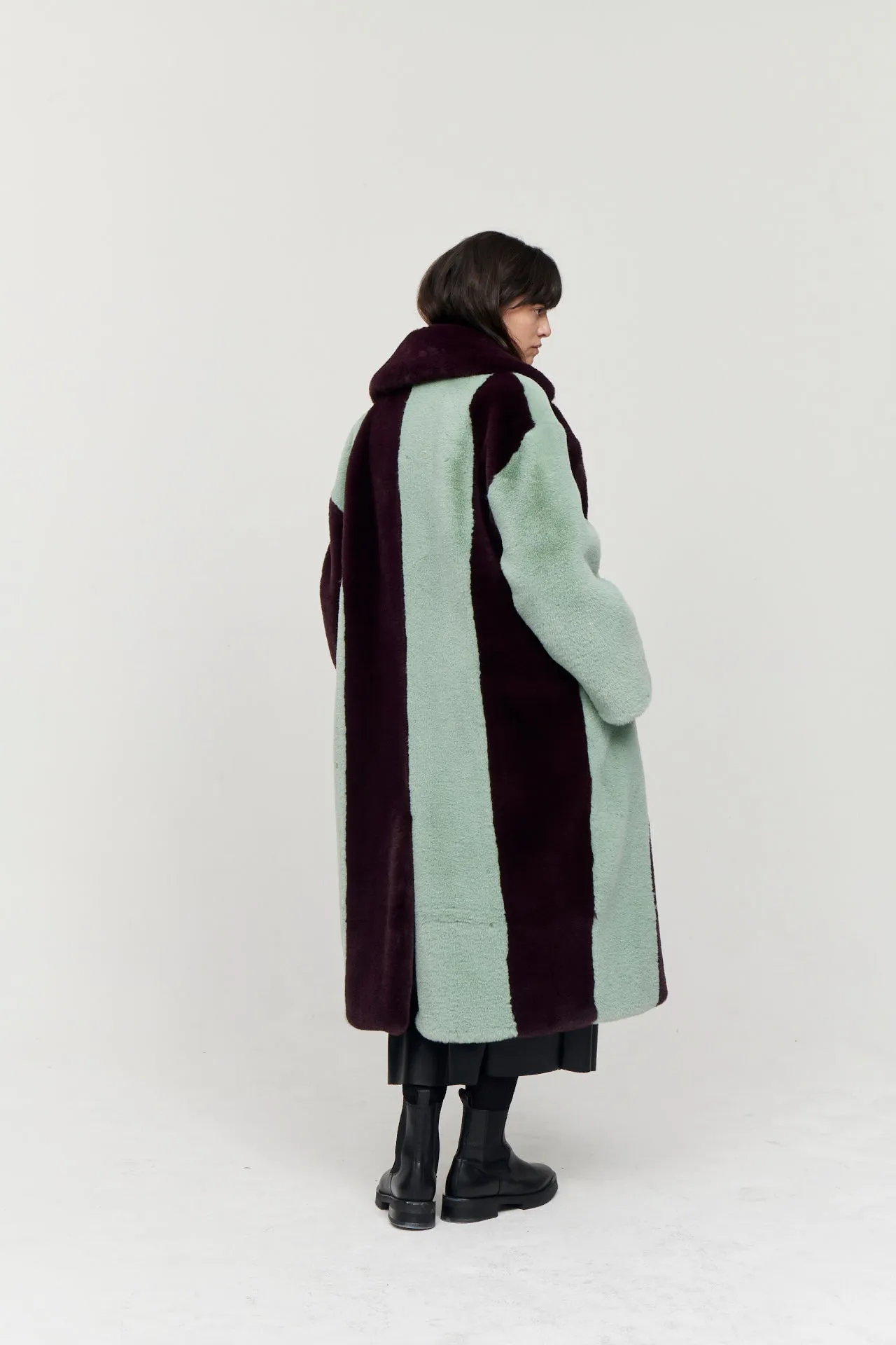 KATIE Coat | Burgundy & Mint Stripe