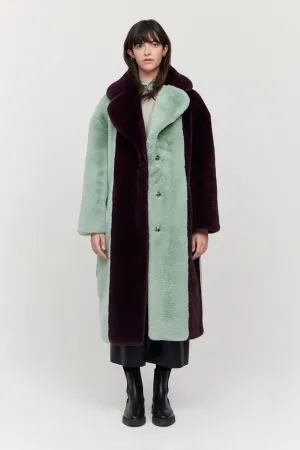 KATIE Coat | Burgundy & Mint Stripe