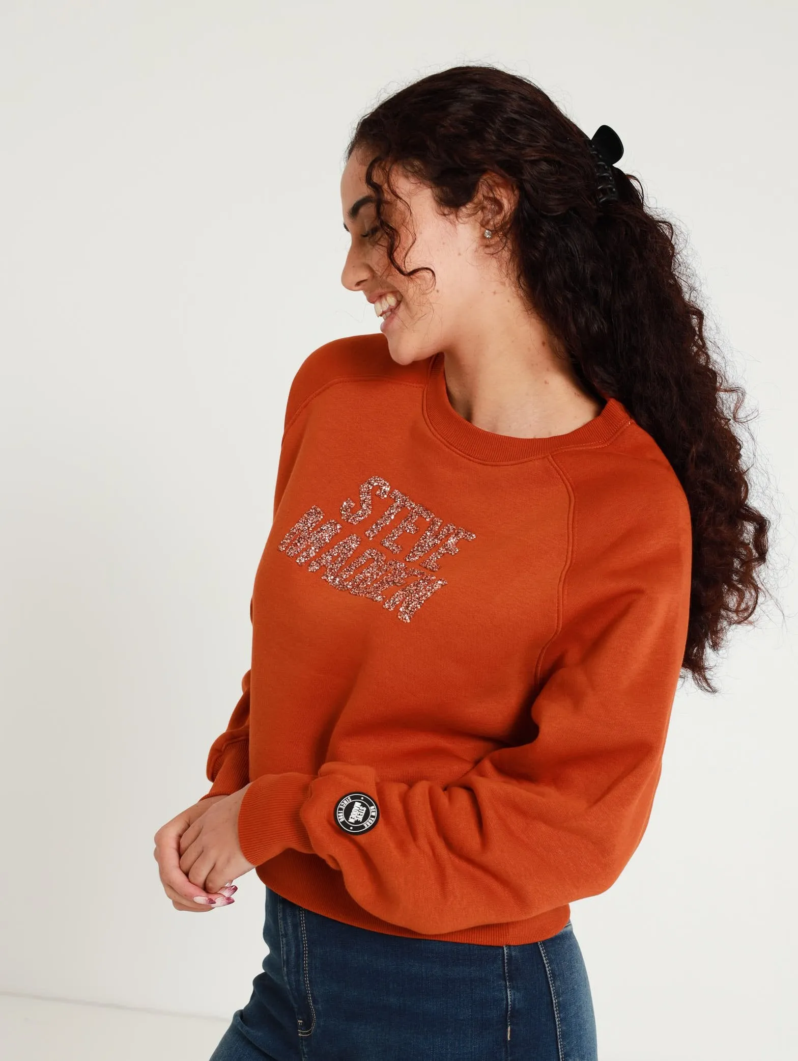 Kelly Oversized Bling Crew Top - Rust
