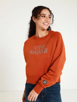 Kelly Oversized Bling Crew Top - Rust