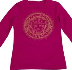 Kids-Girls Medusa Graphic Long Sleeve Tee-Pink