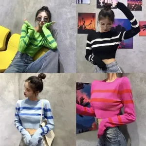 Knit long sleeve sweater KF2354