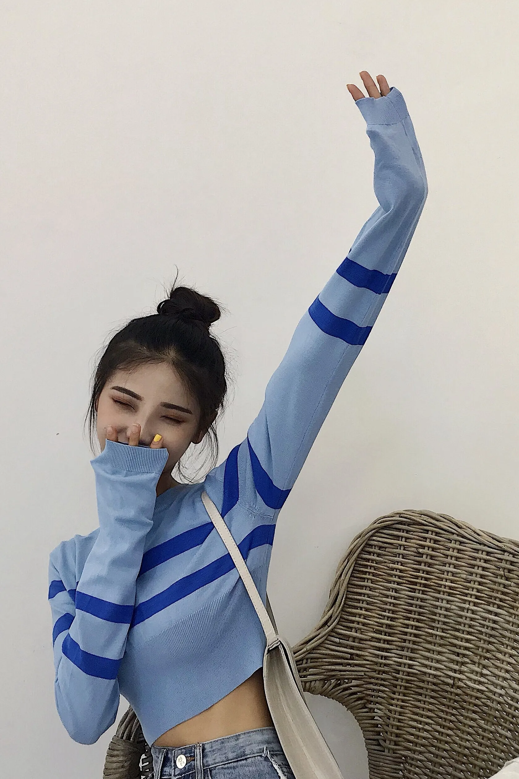 Knit long sleeve sweater KF2354