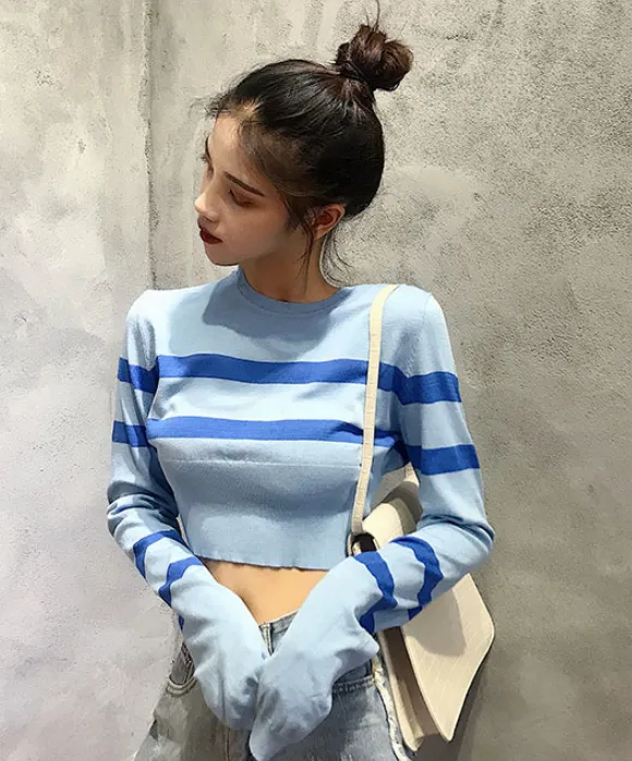 Knit long sleeve sweater KF2354