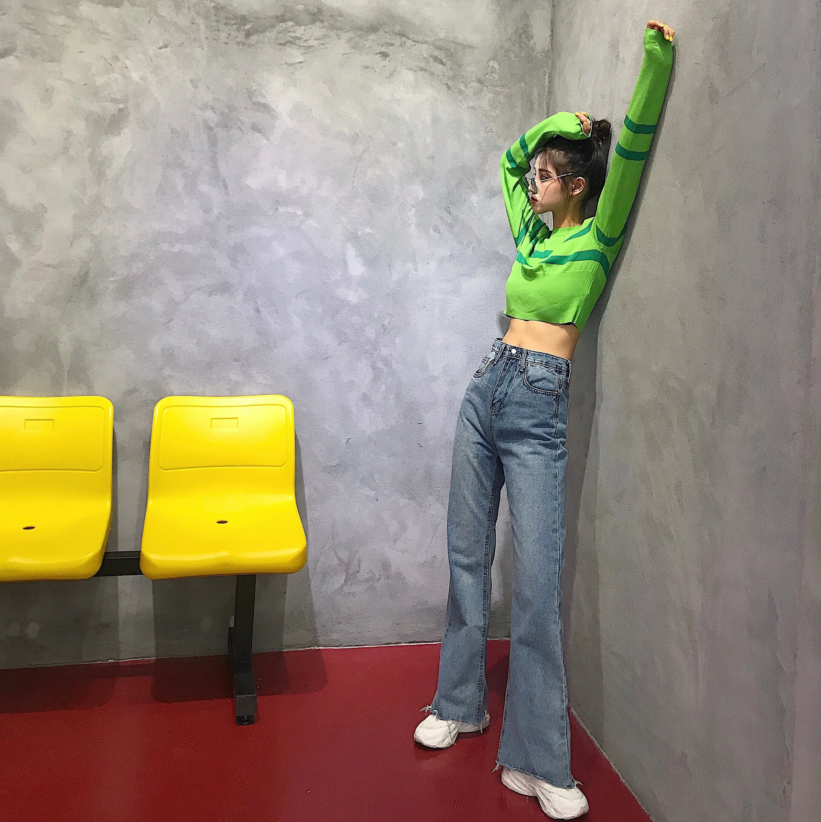 Knit long sleeve sweater KF2354