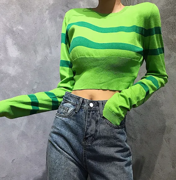 Knit long sleeve sweater KF2354