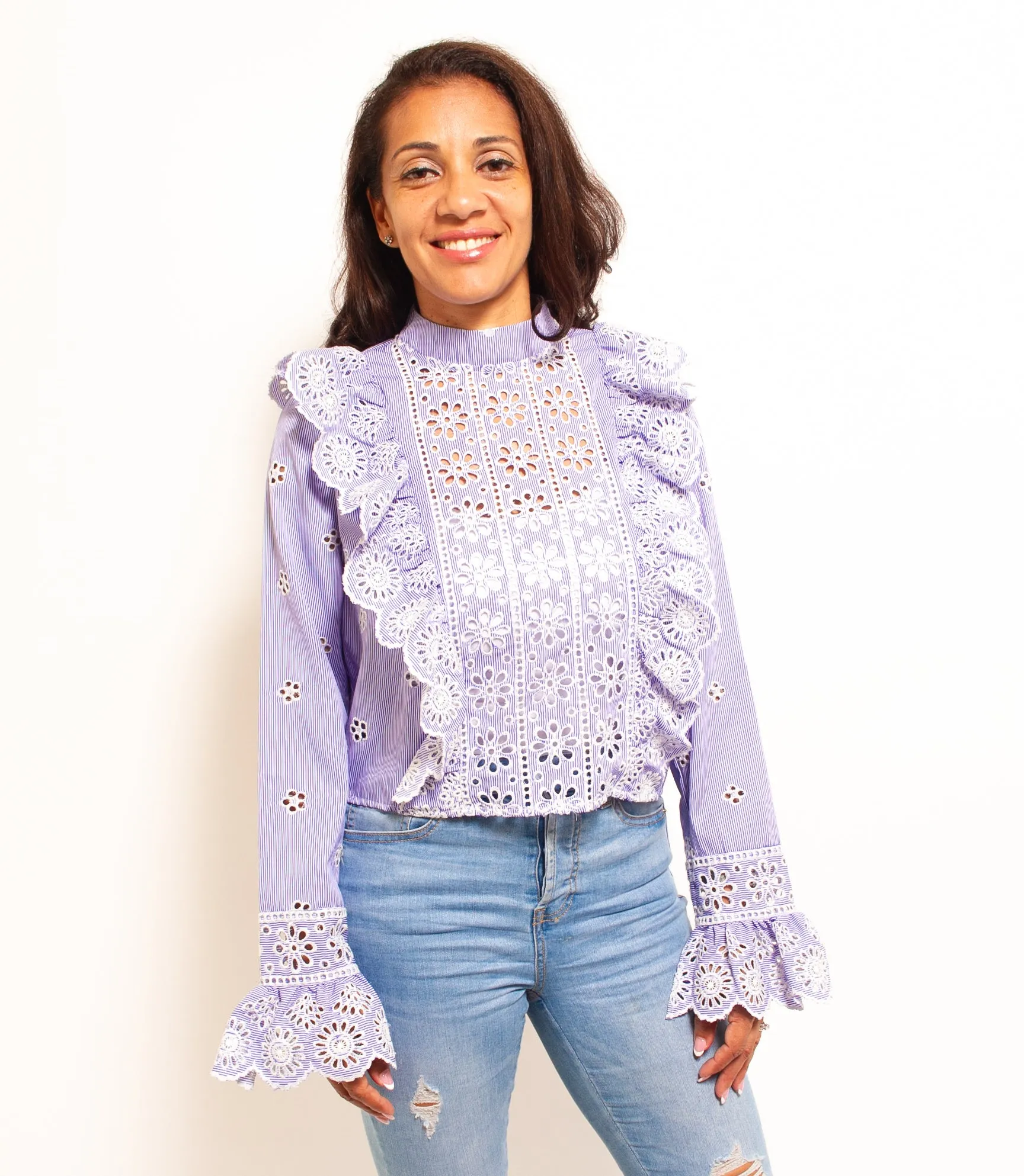 Lace Button Down Front Top