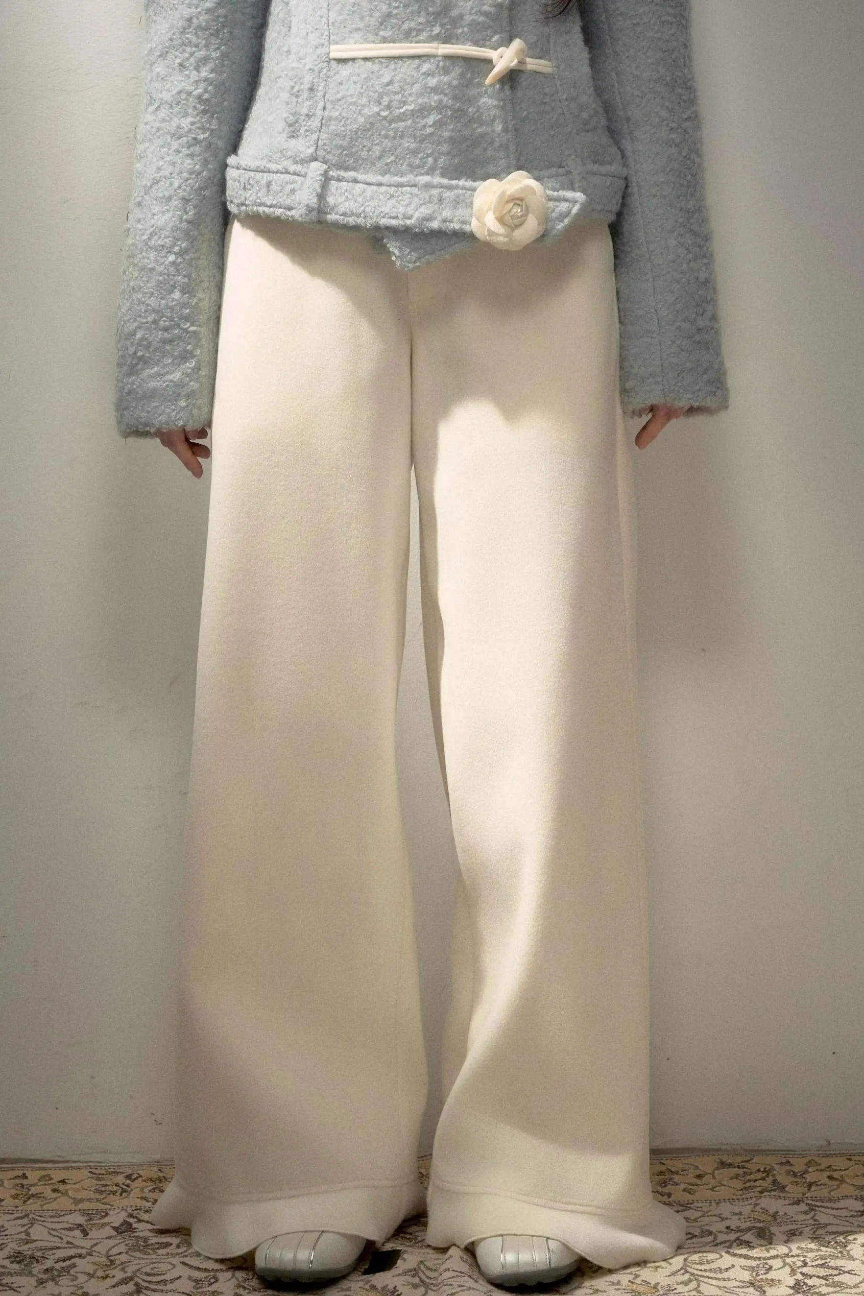 Lace-Detail Wide-Leg Pants