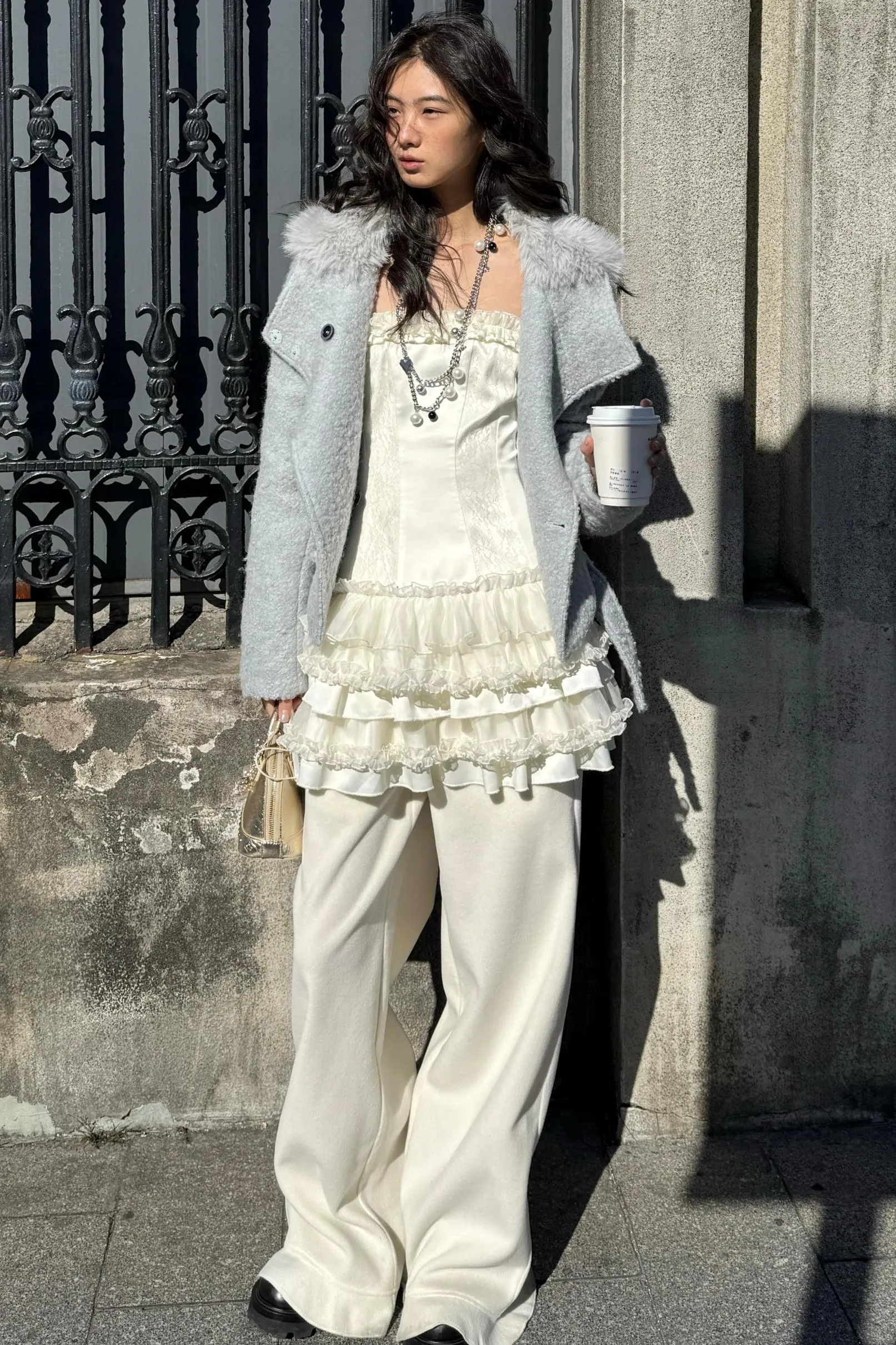 Lace-Detail Wide-Leg Pants