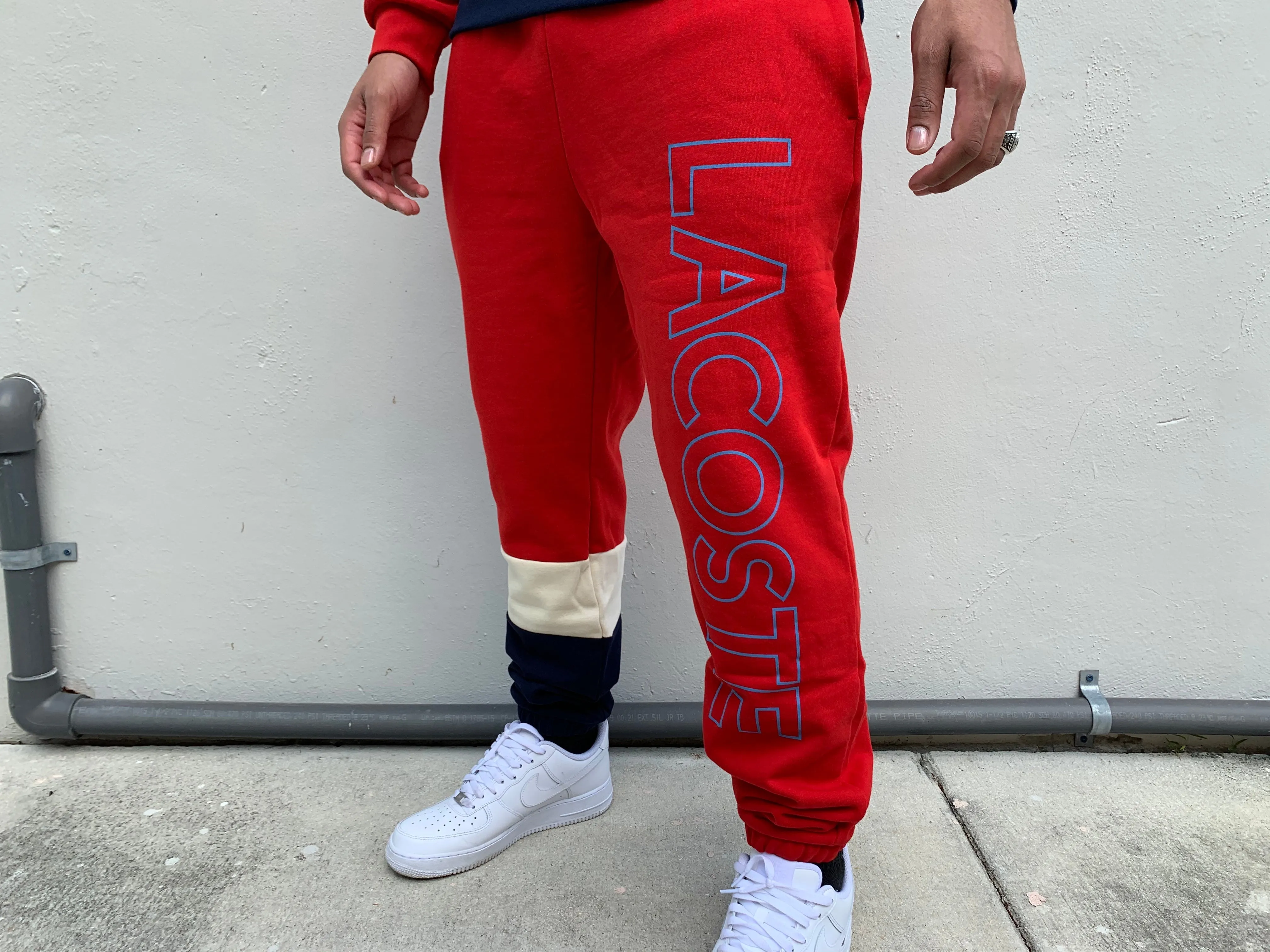Lacoste Color Block Sweatpants (Navy/Red)