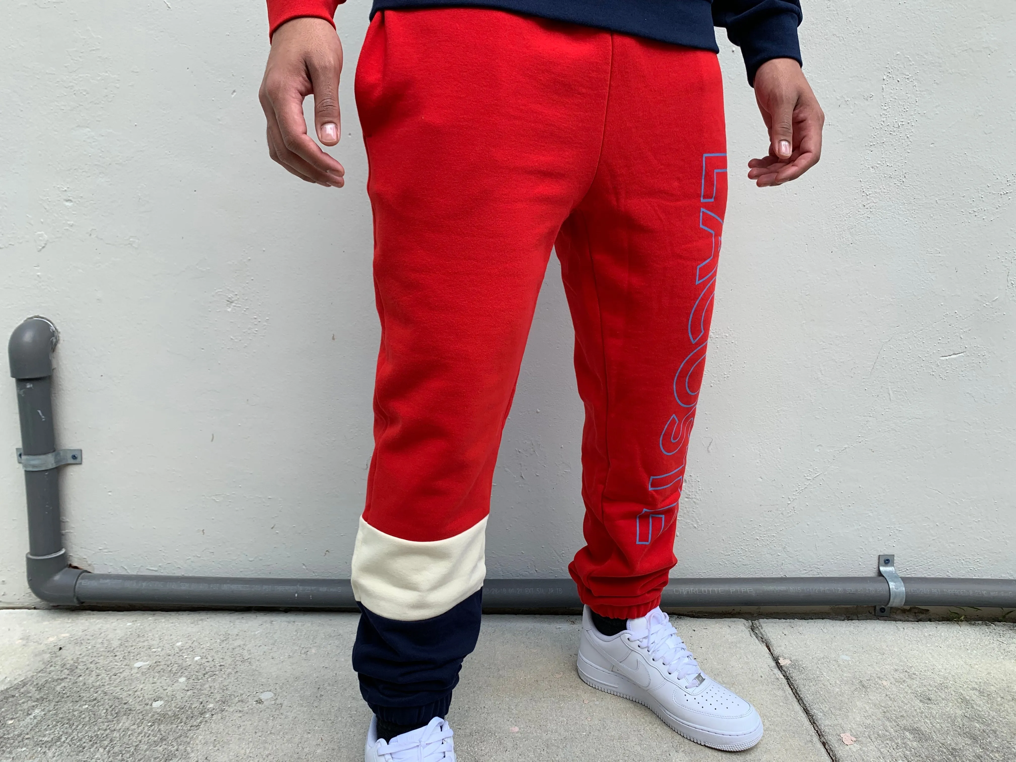 Lacoste Color Block Sweatpants (Navy/Red)