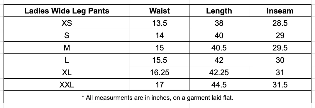 Ladies Wide Leg Pants