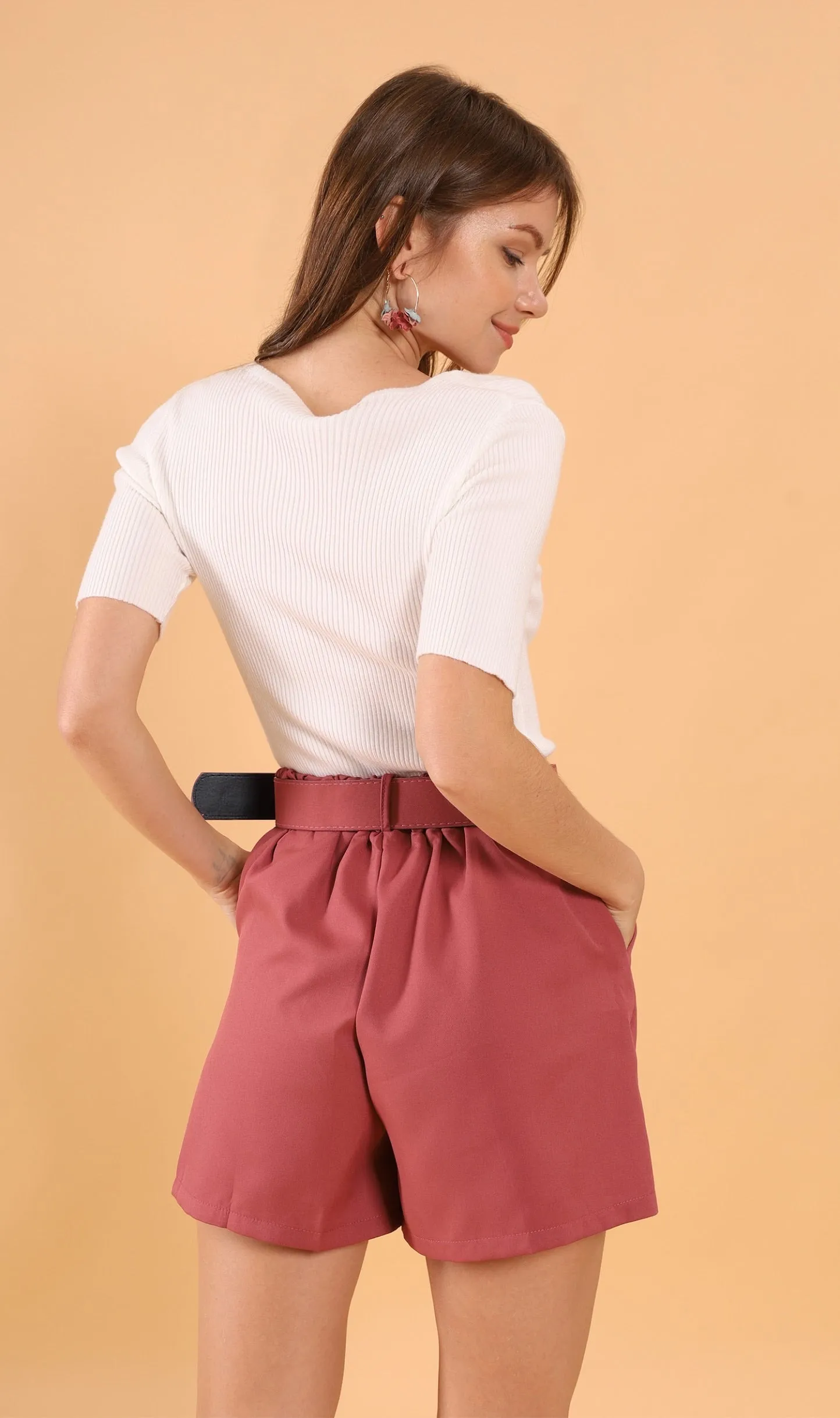 LAUREN Button-Down Knit Top (White)