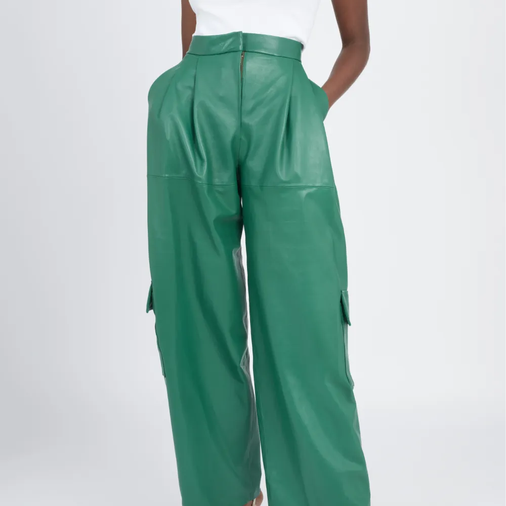 Leather Tapered Cargo Pants-Guéra