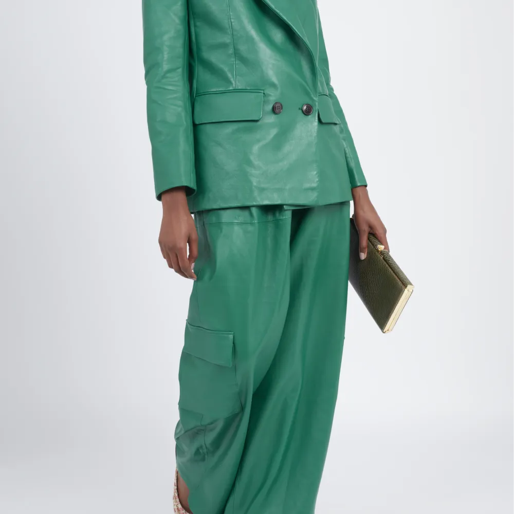 Leather Tapered Cargo Pants-Guéra