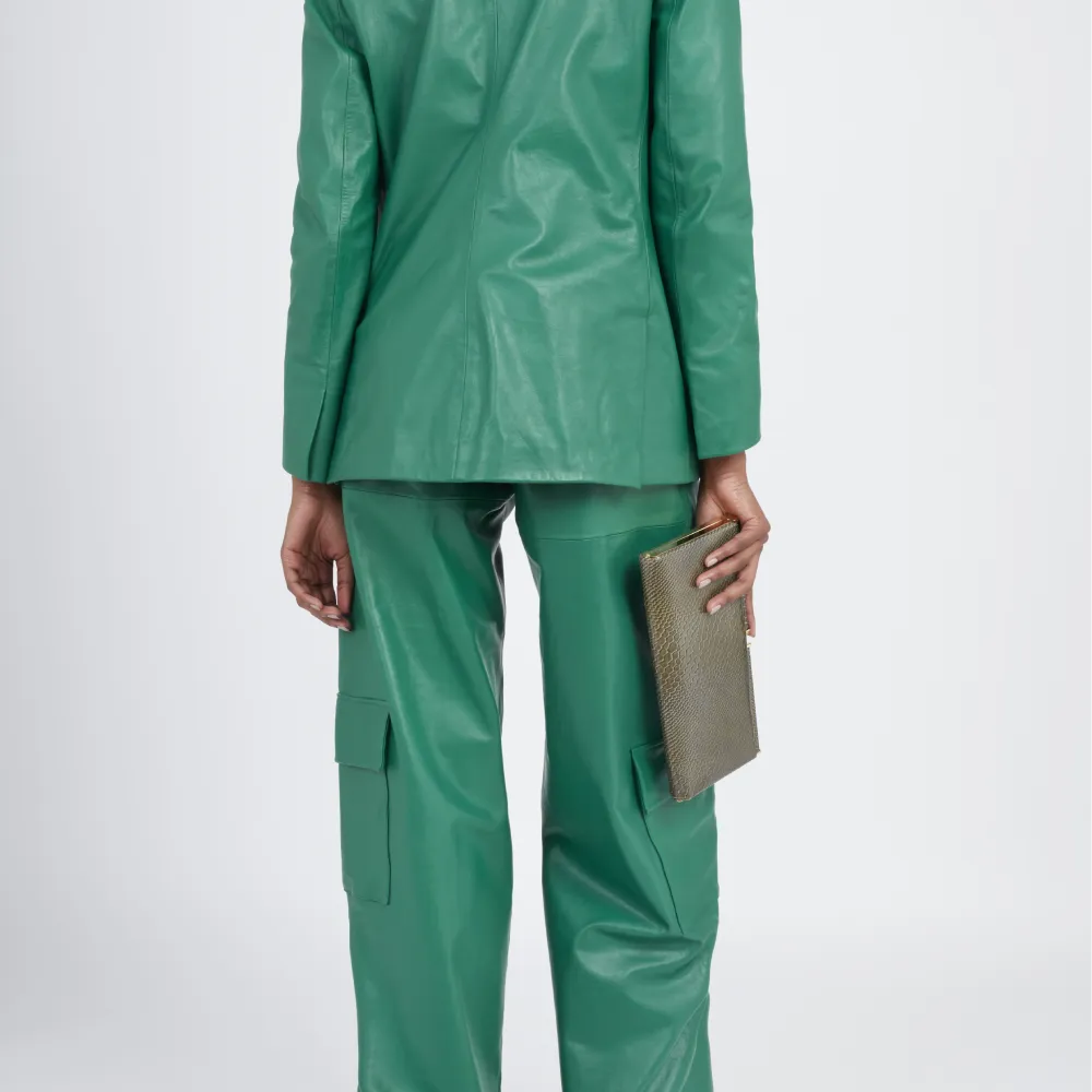 Leather Tapered Cargo Pants-Guéra