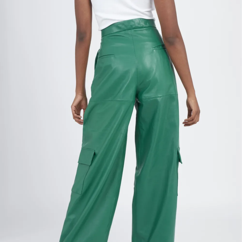 Leather Tapered Cargo Pants-Guéra