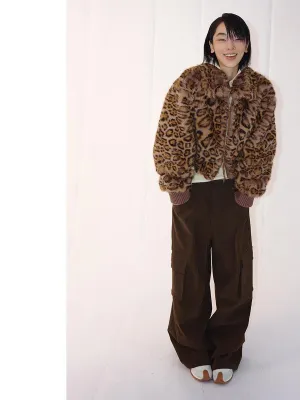 Leopard Print Faux Fur Jacket