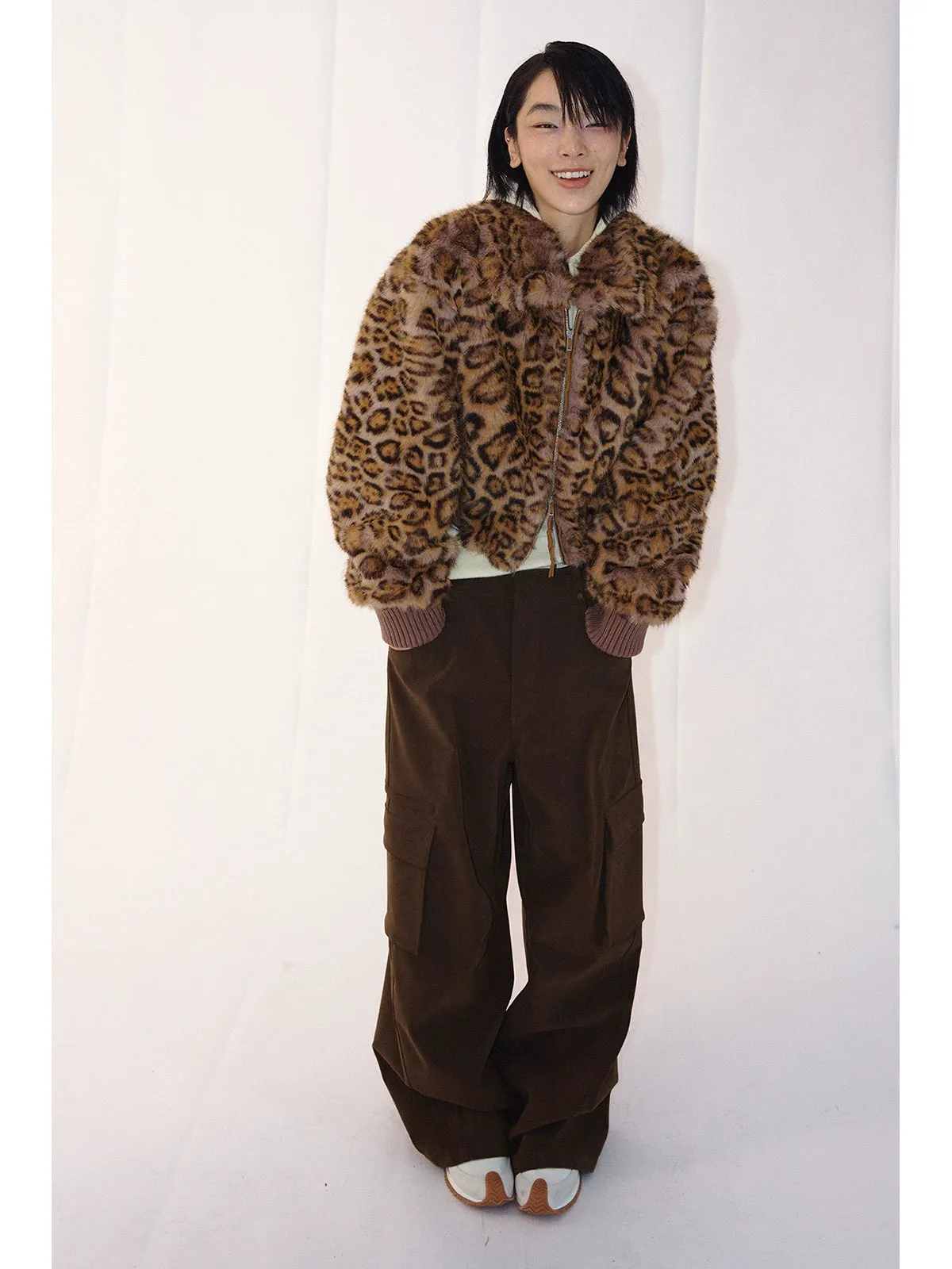 Leopard Print Faux Fur Jacket