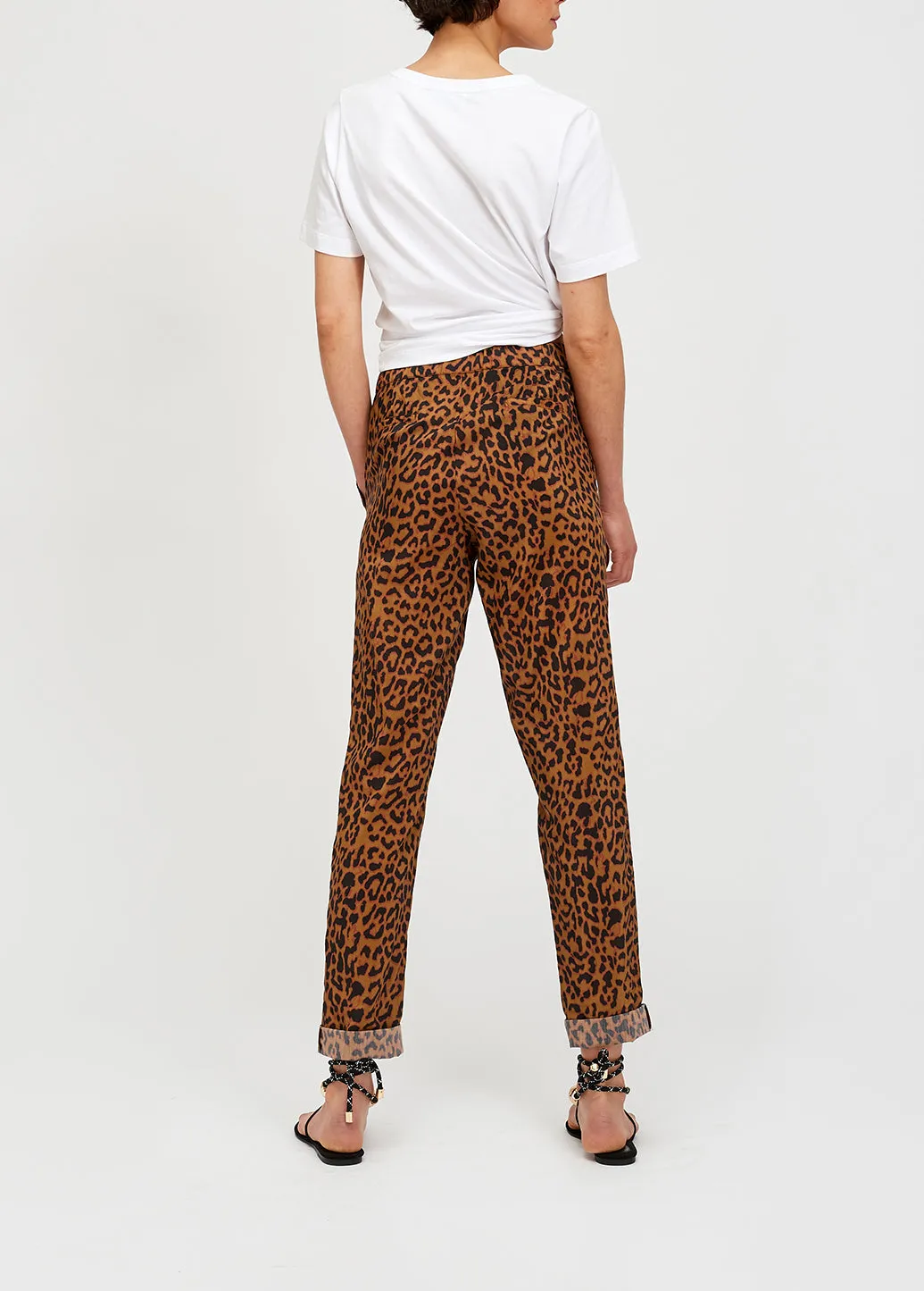 Leopard print tapered pants