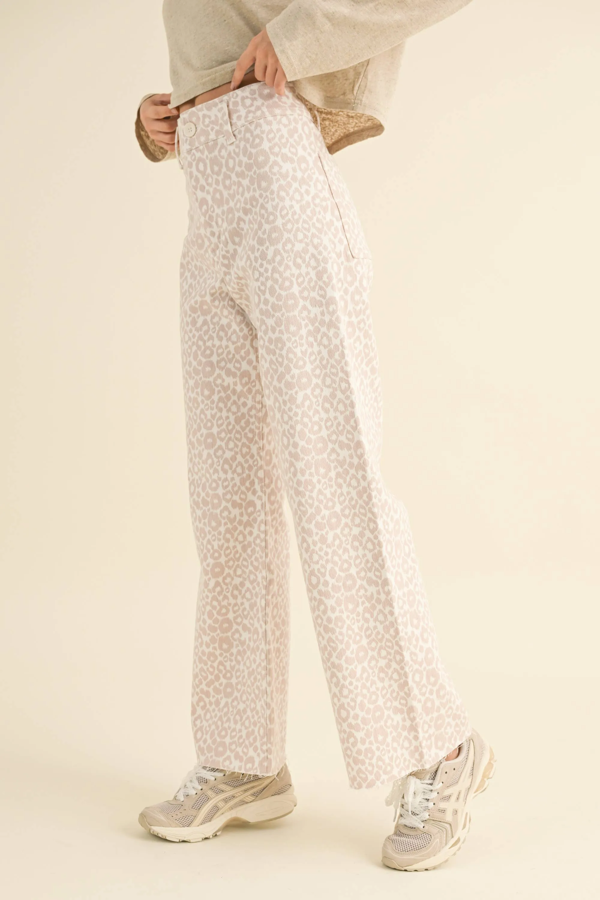 Leopard Print Wide Leg Pants