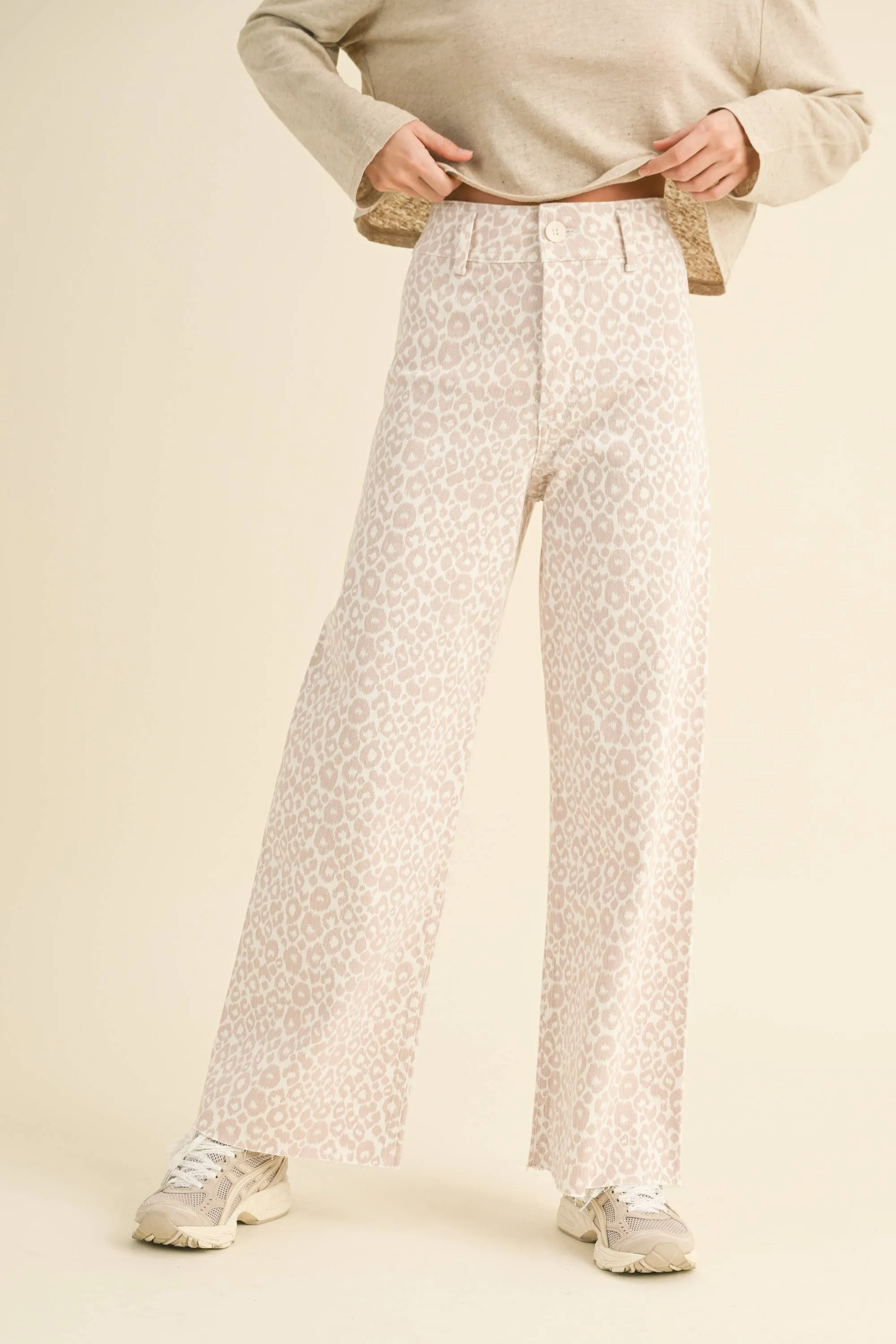 Leopard Print Wide Leg Pants