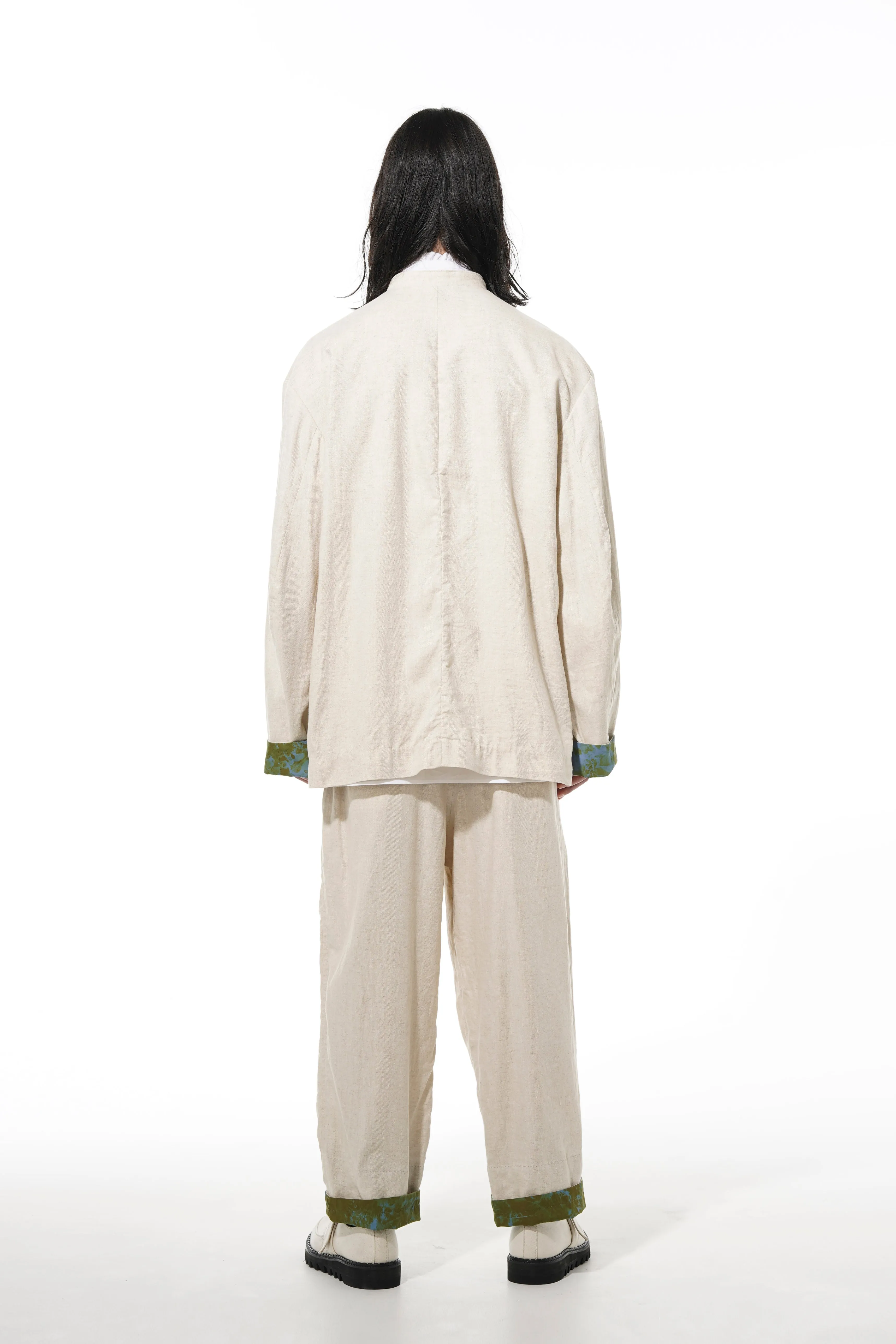 LI/C WASHER TWILL TIE DYE 2-TUCK TAPERED BELT PANTS