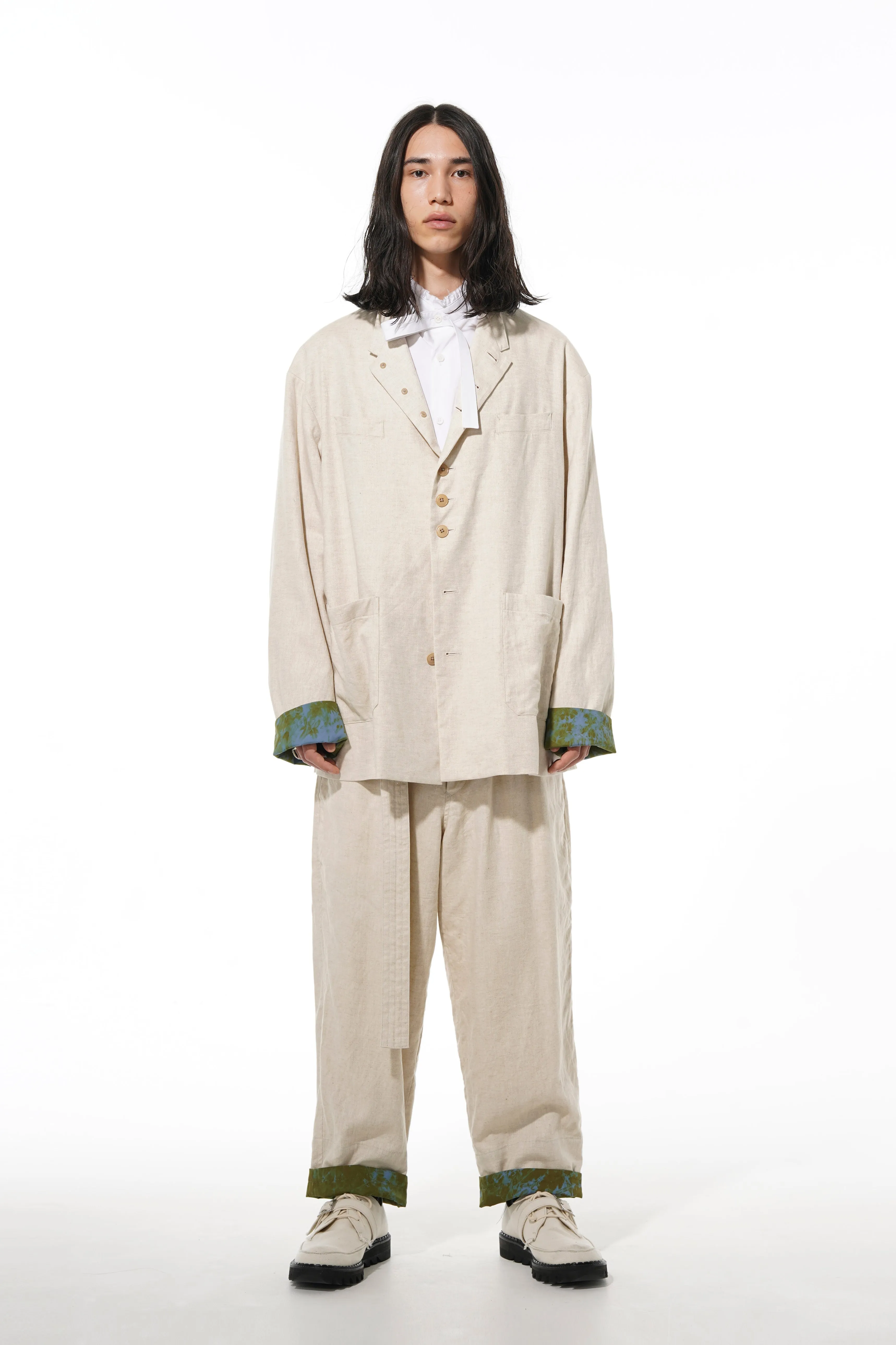 LI/C WASHER TWILL TIE DYE 2-TUCK TAPERED BELT PANTS