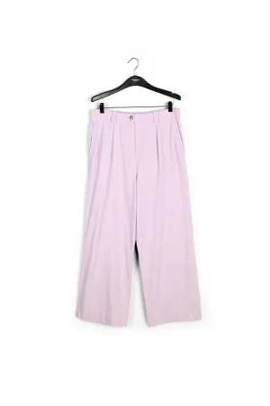 Lilac cotton wide-leg pants