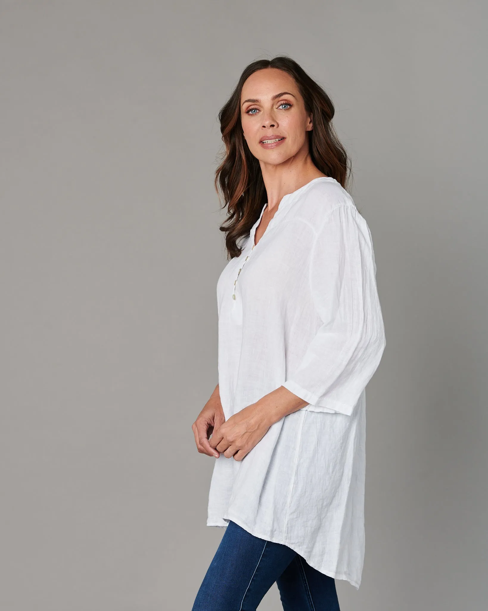 Linen Button Blouse