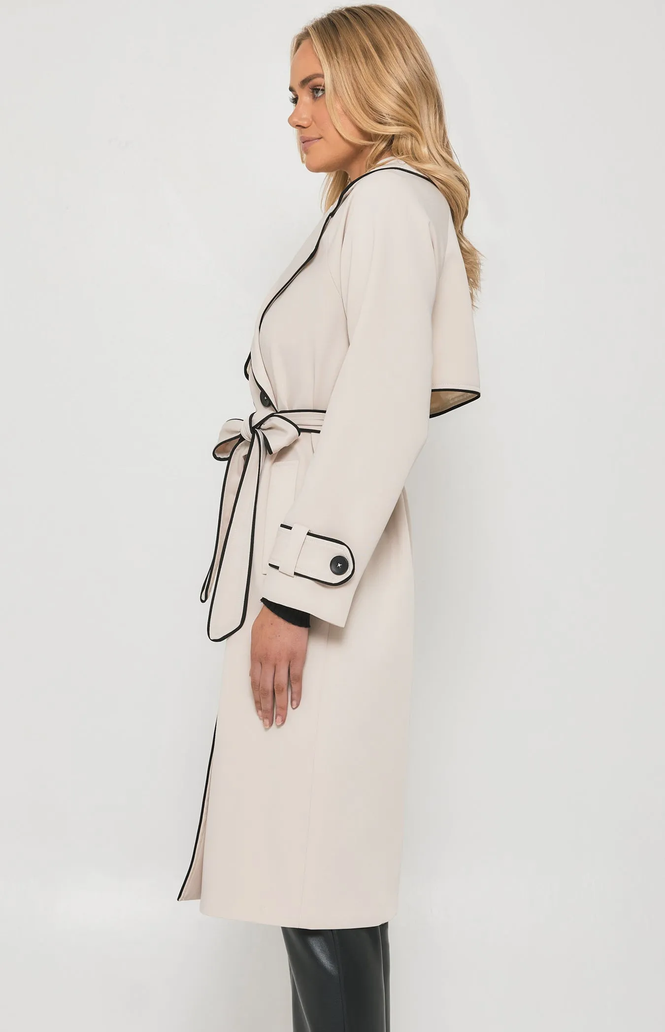 Longline Trench Coat - Beige