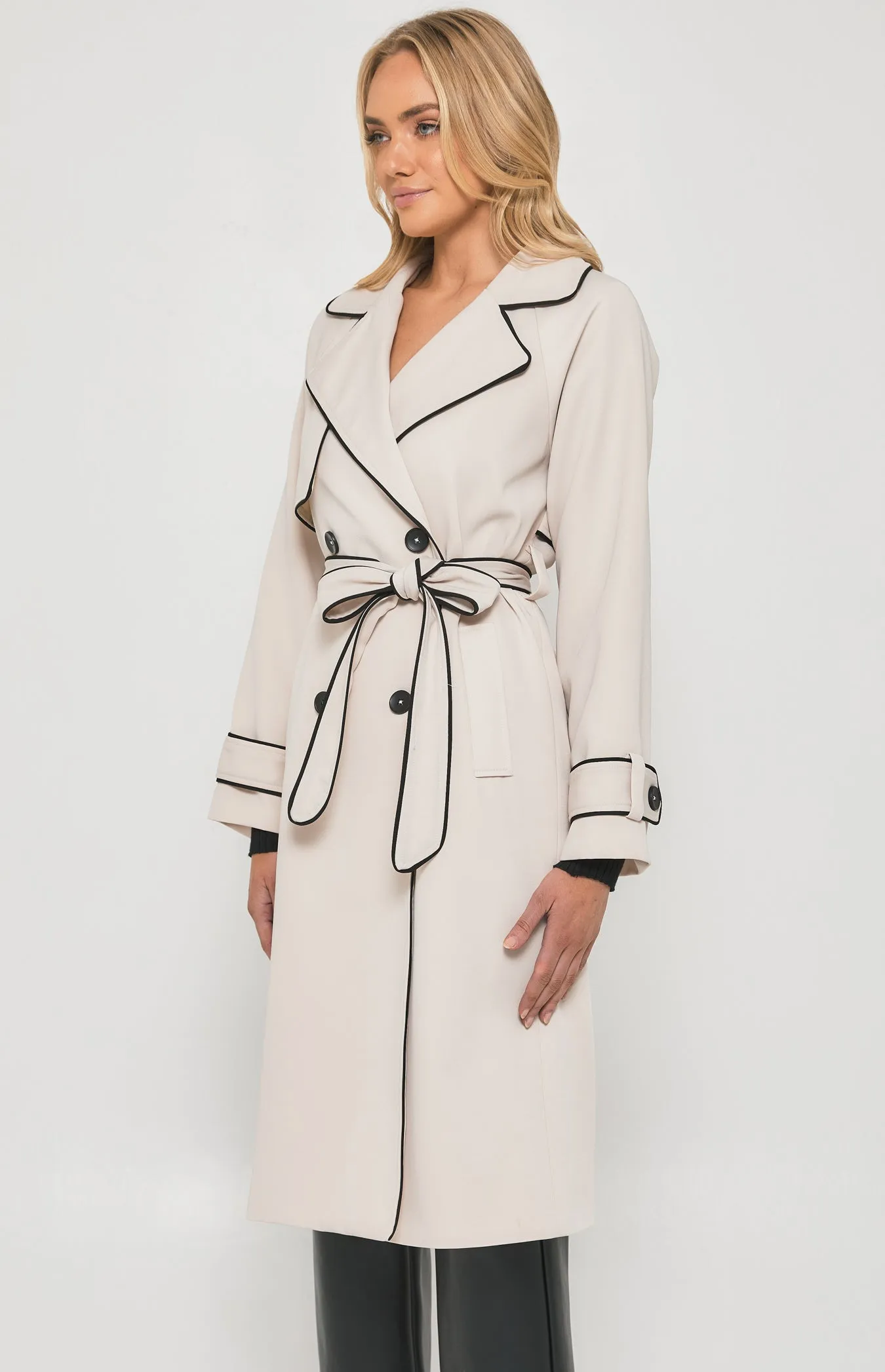 Longline Trench Coat - Beige