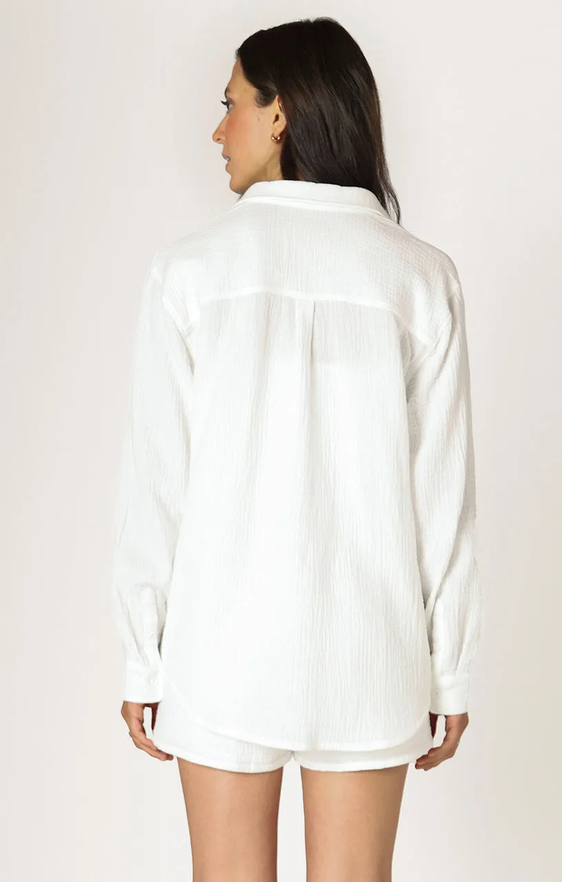 LS TEXTURED BUTTON UP BLOUSE