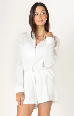 LS TEXTURED BUTTON UP BLOUSE