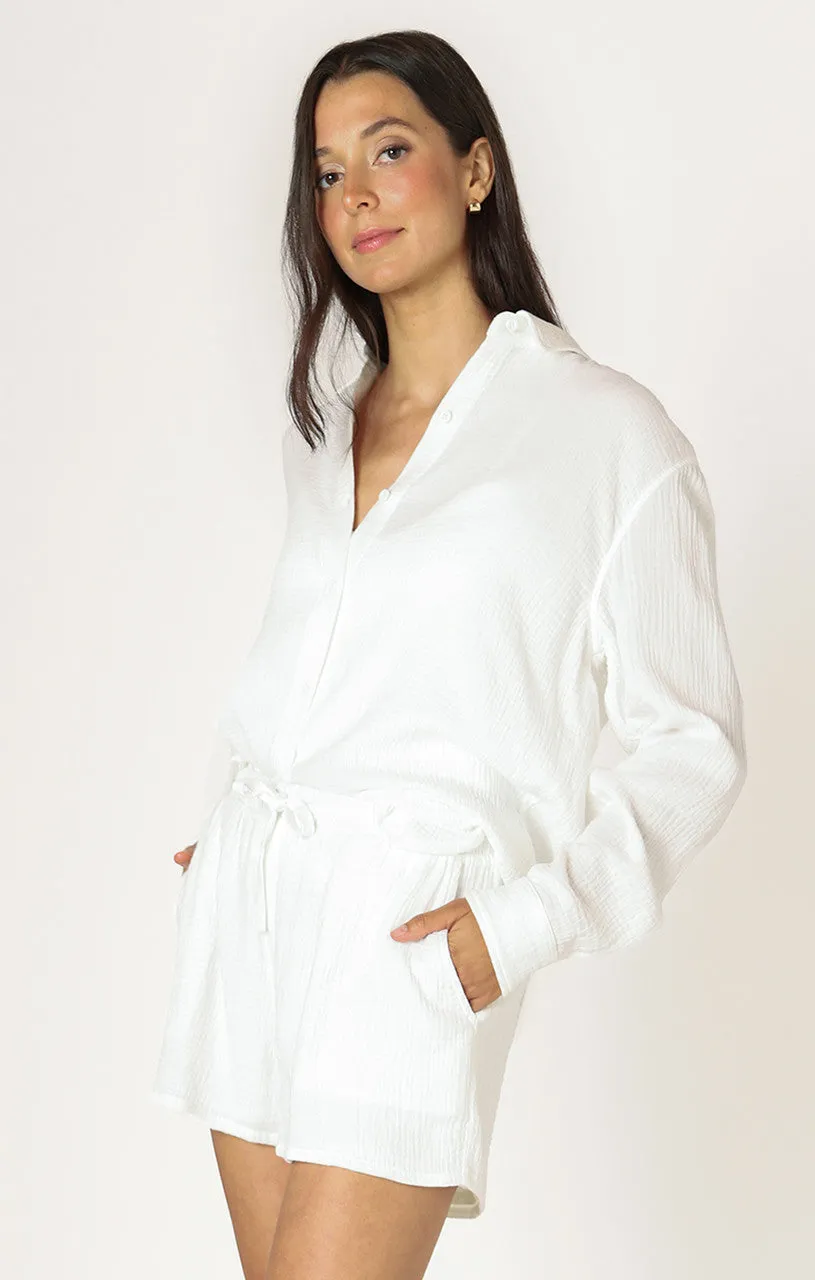 LS TEXTURED BUTTON UP BLOUSE