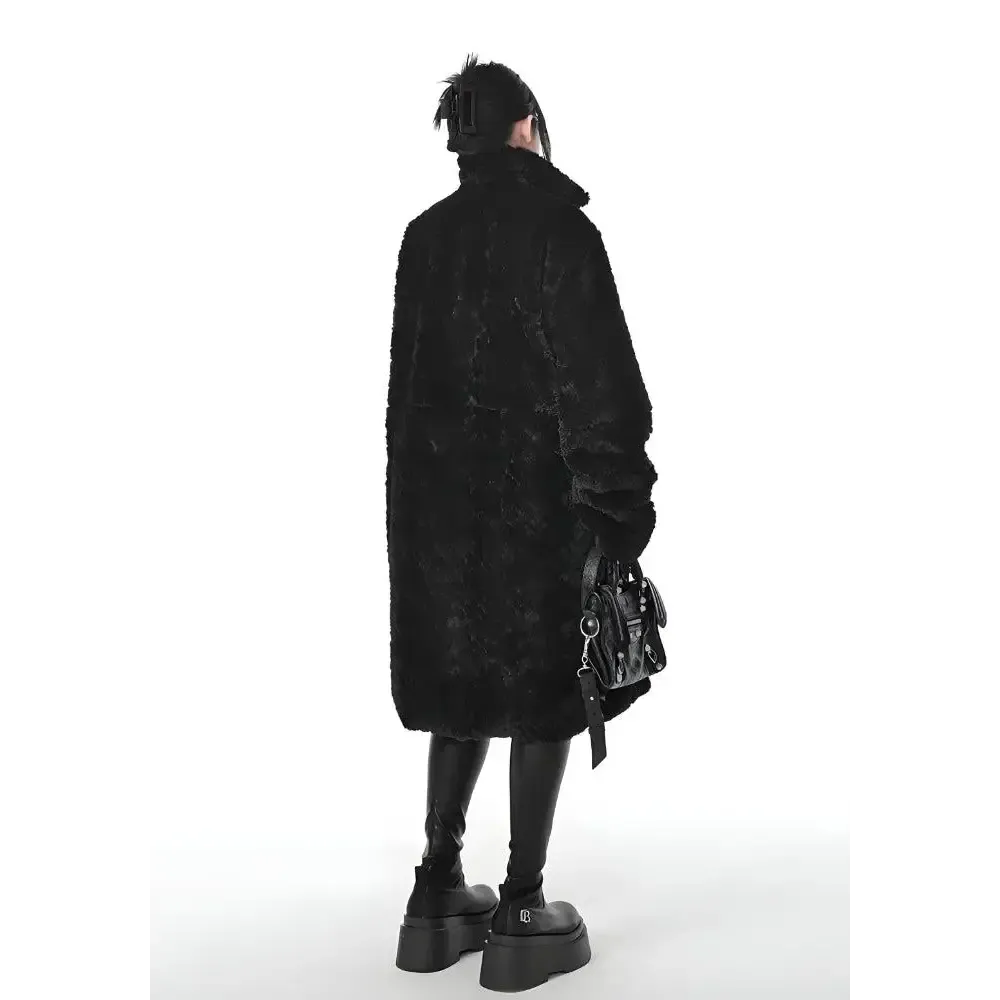 Luxurious Faux Fur Jacket with Belt Fastening for Y2K Gothic Style
